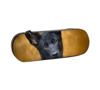 MIJKO Perro Pastor alemán Negro Impreso, Estuche para lápices Estuche para lápices de Cuero de PU Estuche para lápices de Gran Capacidad Estuche para lápices Bolsa de cosméticos