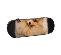 MIJKO Perro Pomerania Cachorro Lindo, Estuche para lápices Estuche para lápices de Cuero de PU Estuche para lápices de Gran Capacidad Estuche para lápices Bolsa de cosméticos