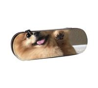MIJKO Perro Pomerania, Estuche para lápices Estuche para lápices de Cuero de PU Estuche para lápices de Gran Capacidad Estuche para lápices Bolsa de cosméticos
