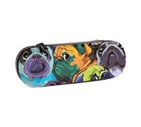 MIJKO Perro Pug De Dibujos Animados Divertido, Estuche para lápices Estuche para lápices de Cuero de PU Estuche para lápices de Gran Capacidad Estuche para lápices Bolsa de cosméticos