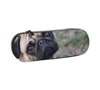 MIJKO Perro Pug Impreso, Estuche para lápices Estuche para lápices de Cuero de PU Estuche para lápices de Gran Capacidad Estuche para lápices Bolsa de cosméticos