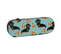 MIJKO Perro Salchicha Pizza, Estuche para lápices Estuche para lápices de Cuero de PU Estuche para lápices de Gran Capacidad Estuche para lápices Bolsa de cosméticos