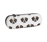 MIJKO Perro San Bernardo, Estuche para lápices Estuche para lápices de Cuero de PU Estuche para lápices de Gran Capacidad Estuche para lápices Bolsa de cosméticos