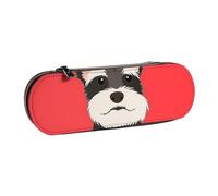 MIJKO Perro Schnauzer Amigo, Estuche para lápices Estuche para lápices de Cuero de PU Estuche para lápices de Gran Capacidad Estuche para lápices Bolsa de cosméticos