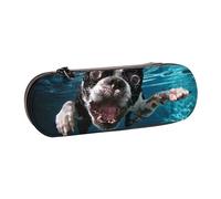 MIJKO Perro Submarino Boston Terrier, Estuche para lápices Estuche para lápices de Cuero de PU Estuche para lápices de Gran Capacidad Estuche para lápices Bolsa de cosméticos