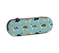 MIJKO Perros Border Collie, Estuche para lápices Estuche para lápices de Cuero de PU Estuche para lápices de Gran Capacidad Estuche para lápices Bolsa de cosméticos