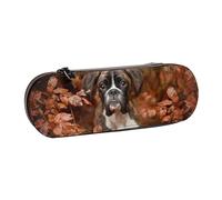 MIJKO Perros Boxer Otoño, Estuche para lápices Estuche para lápices de Cuero de PU Estuche para lápices de Gran Capacidad Estuche para lápices Bolsa de cosméticos