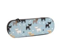 MIJKO Perros Chihuahua Azul, Estuche para lápices Estuche para lápices de Cuero de PU Estuche para lápices de Gran Capacidad Estuche para lápices Bolsa de cosméticos