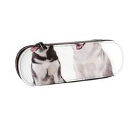 MIJKO Perros Husky Impresos, Estuche para lápices Estuche para lápices de Cuero de PU Estuche para lápices de Gran Capacidad Estuche para lápices Bolsa de cosméticos