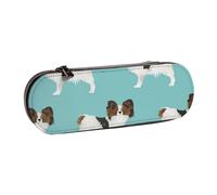MIJKO Perros Papillon Lindo Perro Spaniel Toy, Estuche para lápices Estuche para lápices de Cuero de PU Estuche para lápices de Gran Capacidad Estuche para lápices Bolsa de cosméticos