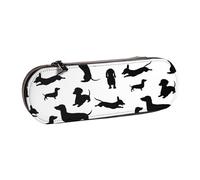 MIJKO Perros Salchicha monocromos, Estuche para lápices Estuche para lápices de Cuero de PU Estuche para lápices de Gran Capacidad Estuche para lápices Bolsa de cosméticos
