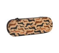 MIJKO Perros Salchicha Retro de Negocios, Estuche para lápices Estuche para lápices de Cuero de PU Estuche para lápices de Gran Capacidad Estuche para lápices Bolsa de cosméticos