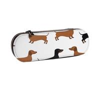 MIJKO Perros Salchicha Weiner Impresos, Estuche para lápices Estuche para lápices de Cuero de PU Estuche para lápices de Gran Capacidad Estuche para lápices Bolsa de cosméticos