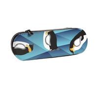 MIJKO Pingüino polígono Abstracto, Estuche para lápices Estuche para lápices de Cuero de PU Estuche para lápices de Gran Capacidad Estuche para lápices Bolsa de cosméticos