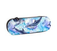MIJKO Pintura Delfín, Estuche para lápices Estuche para lápices de Cuero de PU Estuche para lápices de Gran Capacidad Estuche para lápices Bolsa de cosméticos