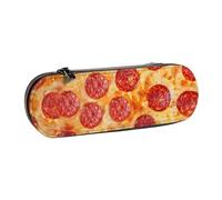 MIJKO Pizza de peperoni Modelo 3D, Estuche para lápices Estuche para lápices de Cuero de PU Estuche para lápices de Gran Capacidad Estuche para lápices Bolsa de cosméticos