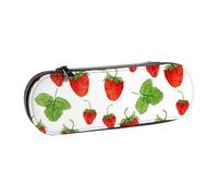 MIJKO Plantas De Fresa Fruta Impresión Blanca, Estuche para lápices Estuche para lápices de Cuero de PU Estuche para lápices de Gran Capacidad Estuche para lápices Bolsa de cosméticos