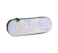 MIJKO Poligonal holográfico Iridiscente Abstracto, Estuche para lápices Estuche para lápices de Cuero de PU Estuche para lápices de Gran Capacidad Estuche para lápices Bolsa de cosméticos