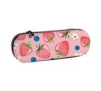 MIJKO Preciosa Fresa Rosa, Estuche para lápices Estuche para lápices de Cuero de PU Estuche para lápices de Gran Capacidad Estuche para lápices Bolsa de cosméticos