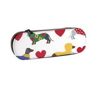 MIJKO Precioso Perro Salchicha, Estuche para lápices Estuche para lápices de Cuero de PU Estuche para lápices de Gran Capacidad Estuche para lápices Bolsa de cosméticos