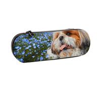 MIJKO Primer Plano de Shih Tzu, Estuche para lápices Estuche para lápices de Cuero de PU Estuche para lápices de Gran Capacidad Estuche para lápices Bolsa de cosméticos