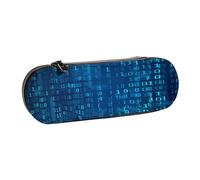 MIJKO Programador Código Binario Azul, Estuche para lápices Estuche para lápices de Cuero de PU Estuche para lápices de Gran Capacidad Estuche para lápices Bolsa de cosméticos