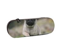 MIJKO Pug Bokeh Cachorro Perros Césped Mascotas Pug, Estuche para lápices Estuche para lápices de Cuero de PU Estuche para lápices de Gran Capacidad Estuche para lápices Bolsa de cosméticos