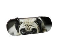 MIJKO Pug Perros Tristes Perros Tristes Pug Mascotas Pug, Estuche para lápices Estuche para lápices de Cuero de PU Estuche para lápices de Gran Capacidad Estuche para lápices Bolsa de cosméticos