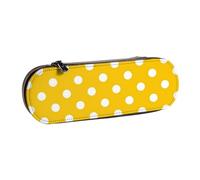 MIJKO Punto Amarillo, Estuche para lápices Estuche para lápices de Cuero de PU Estuche para lápices de Gran Capacidad Estuche para lápices Bolsa de cosméticos