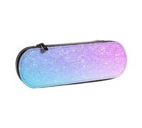 MIJKO Púrpura Rosa Brillo Ombre Azul Degradado, Estuche para lápices Estuche para lápices de Cuero de PU Estuche para lápices de Gran Capacidad Estuche para lápices Bolsa de cosméticos