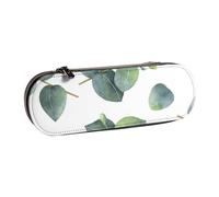 MIJKO Ramas De Hojas De Eucalipto Acuarela, Estuche para lápices Estuche para lápices de Cuero de PU Estuche para lápices de Gran Capacidad Estuche para lápices Bolsa de cosméticos