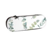 MIJKO Ramita Verde Natural Blanca Impresa, Estuche para lápices Estuche para lápices de Cuero de PU Estuche para lápices de Gran Capacidad Estuche para lápices Bolsa de cosméticos