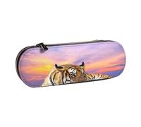 MIJKO Relajarse Tigre, Estuche para lápices Estuche para lápices de Cuero de PU Estuche para lápices de Gran Capacidad Estuche para lápices Bolsa de cosméticos