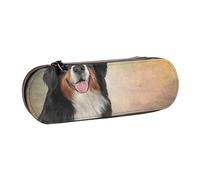 MIJKO Retrato de Perro de montaña bernés de Raza Divertida, Estuche para lápices Estuche para lápices de Cuero de PU Estuche para lápices de Gran Capacidad Estuche para lápices Bolsa de cosméticos