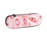 MIJKO Rosas Frescas Rosadas Impresas, Estuche para lápices Estuche para lápices de Cuero de PU Estuche para lápices de Gran Capacidad Estuche para lápices Bolsa de cosméticos