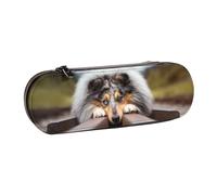 MIJKO Rough Collie Bokeh Ferrocarril Perros Mascotas Áspero, Estuche para lápices Estuche para lápices de Cuero de PU Estuche para lápices de Gran Capacidad Estuche para lápices Bolsa de cosméticos