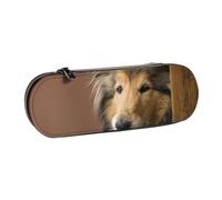 MIJKO Rough Collie Lassie Perros Perros Grandes Y Esponjosos Mascotas, Estuche para lápices Estuche para lápices de Cuero PU Estuche para lápices Estuche para lápices Estuche para cosméticos