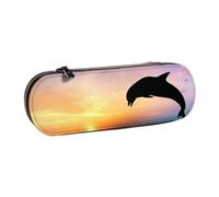 MIJKO Salto de Delfines, Estuche para lápices Estuche para lápices de Cuero de PU Estuche para lápices de Gran Capacidad Estuche para lápices Bolsa de cosméticos