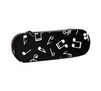 MIJKO Señales de Notas Musicales Negras, Estuche para lápices Estuche para lápices de Cuero de PU Estuche para lápices de Gran Capacidad Estuche para lápices Bolsa de cosméticos