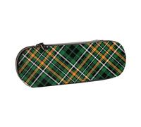 MIJKO Tartán a Cuadros a Cuadros Verdes, Estuche para lápices Estuche para lápices de Cuero de PU Estuche para lápices de Gran Capacidad Estuche para lápices Bolsa de cosméticos