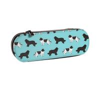 MIJKO Tela de Perros Terranova con Perritos Lindos, Estuche para lápices Estuche para lápices de Cuero de PU Estuche para lápices de Gran Capacidad Estuche para lápices Bolsa de cosméticos