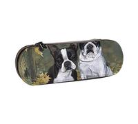 MIJKO Terrier de Boston, Estuche para lápices Estuche para lápices de Cuero de PU Estuche para lápices de Gran Capacidad Estuche para lápices Bolsa de cosméticos