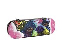 MIJKO Terrier de Boston, Estuche para lápices Estuche para lápices de Cuero de PU Estuche para lápices de Gran Capacidad Estuche para lápices Bolsa de cosméticos