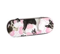 MIJKO Terrier de Boston, Estuche para lápices Estuche para lápices de Cuero de PU Estuche para lápices de Gran Capacidad Estuche para lápices Bolsa de cosméticos