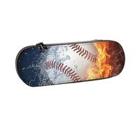 MIJKO Una Imagen de una Pelota de béisbol en Agua y Fuego., Estuche para lápices Estuche para lápices de Cuero de PU Estuche para lápices de Gran Capacidad Estuche para lápices Bolsa de cosméticos