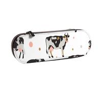 MIJKO Vaca Manchada De Leche Vaca Negra, Estuche para lápices Estuche para lápices de Cuero de PU Estuche para lápices de Gran Capacidad Estuche para lápices Bolsa de cosméticos