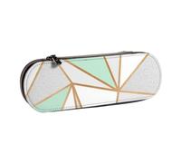 MIJKO Verde Menta Gris Oro Geo, Estuche para lápices Estuche para lápices de Cuero de PU Estuche para lápices de Gran Capacidad Estuche para lápices Bolsa de cosméticos