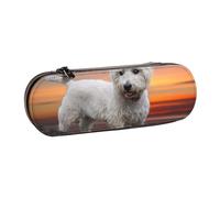 MIJKO West Highland White Terrier Perros Montañas Blanco, Estuche para lápices Estuche para lápices de Cuero de PU Estuche para lápices de Gran Capacidad Estuche para lápices Bolsa de cosméticos