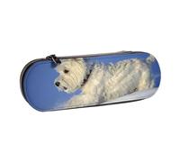 MIJKO Westie Invierno West Highland White Terrier Perros, Estuche para lápices Estuche para lápices de Cuero de PU Estuche para lápices de Gran Capacidad Estuche para lápices Bolsa de cosméticos