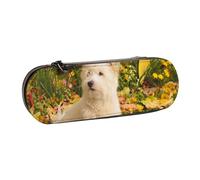 MIJKO Westie Otoño West Highland White Terrier Perros, Estuche para lápices Estuche para lápices de Cuero de PU Estuche para lápices de Gran Capacidad Estuche para lápices Bolsa de cosméticos